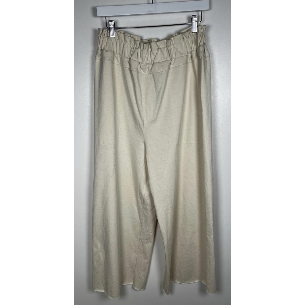 Free People Beach Size M Wide Leg Cream Paloma Slouchy Raw Hem Relax Pants - Picture 2 of 13